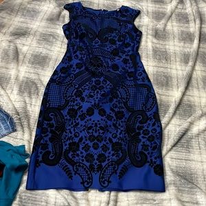 Medium Blue dress with black velvet design